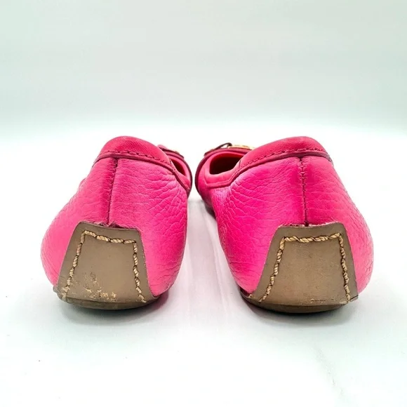 TORY BURCH PINK LEATHER LOAFER BALLERINA FLATS GOLD ORNEMENTS SIZE 6 - Picture 8 of 17